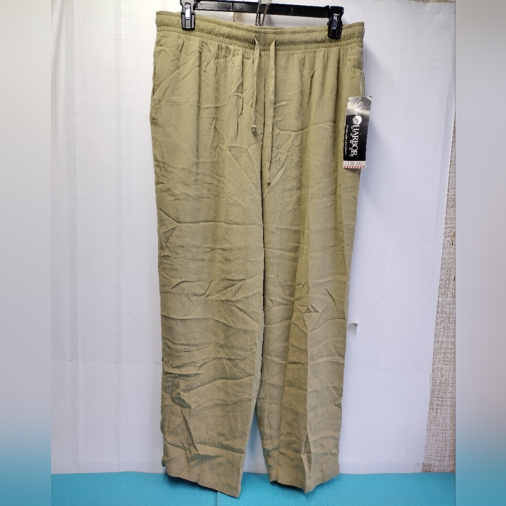 Sag Harbor Women's Pull On High Rise Wide Leg Crepon Pants Elastic Waist 1X